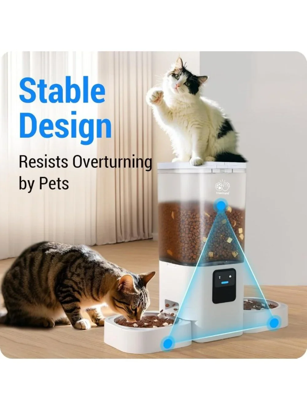 Automatic Cat & Dog Feeder for 2 Pets, WiFi Control, Slow Feed, Easy Clean, 29